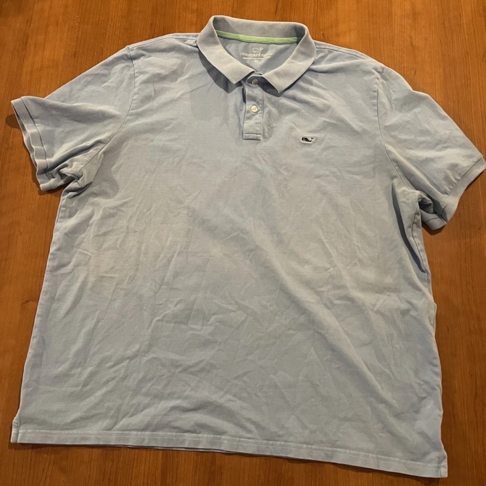 Vineyard Vines Men's Light Blue Whale Logo Polo Shirt XL Preppy Coastal Golfer